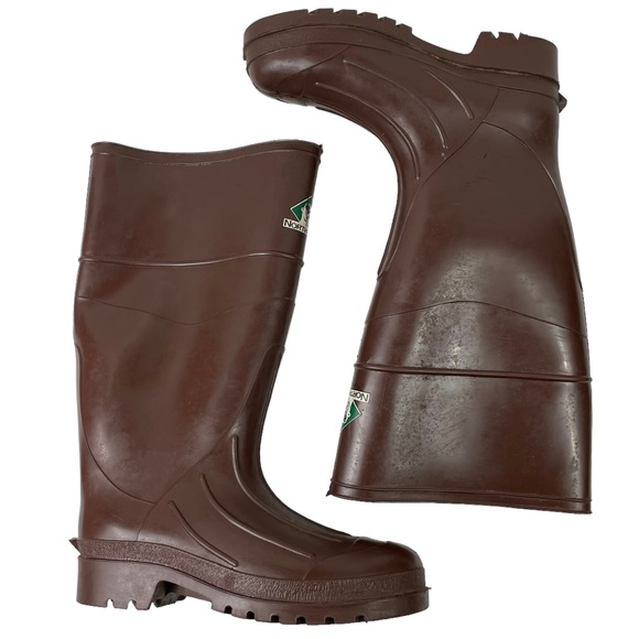 Vintage Northerner Slip-On Knee-high Rubber Rain Boots USA Made Brown Men’s Sz 6 - Picture 2 of 16